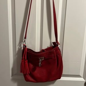 Michael Kors red leather crossbody bag